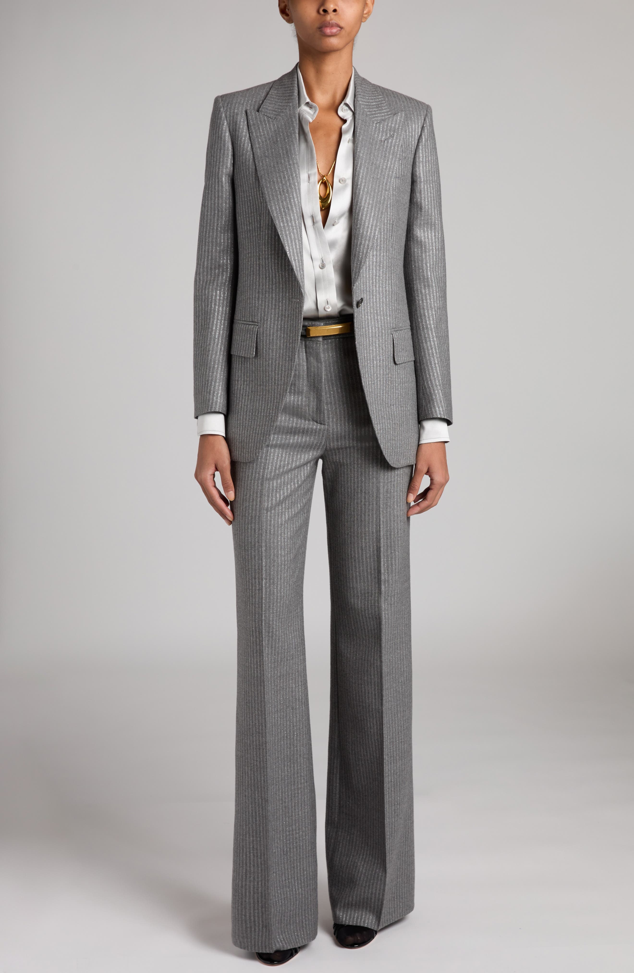 Pleated Silk Charmeuse Button-Up Shirt - 2