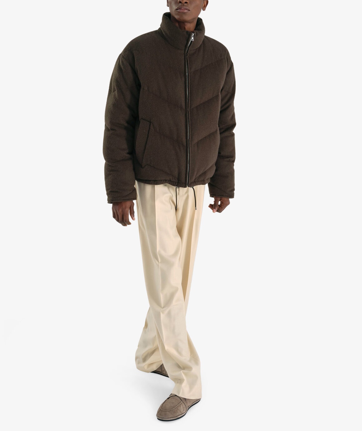 AURALEE Baby Camel Flannel Down Blouson | REVERSIBLE