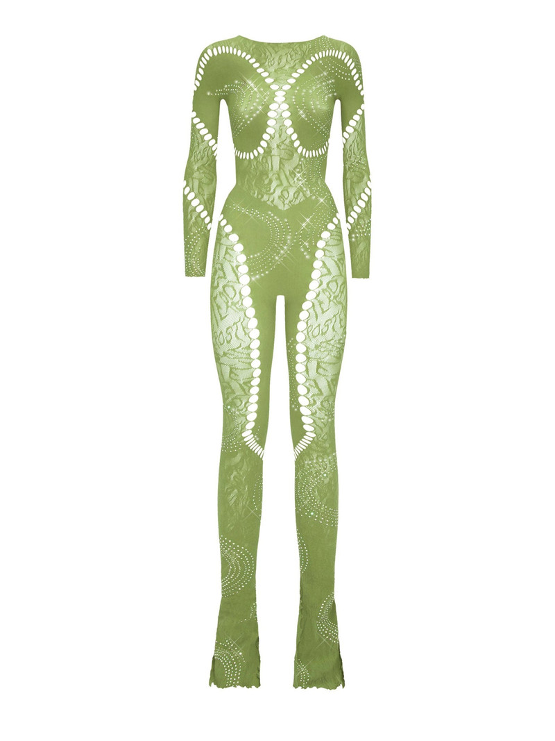 RHINESTONED KAI JUMPSUIT SATIVA GREEN 1