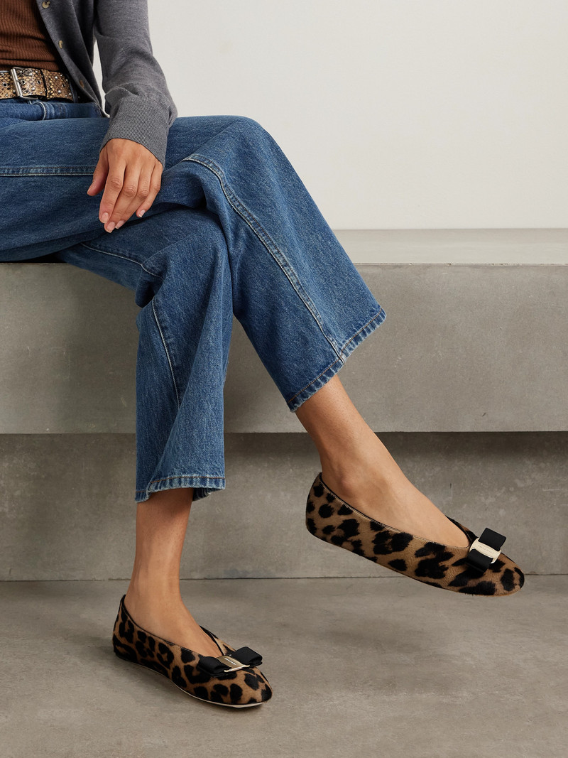 FERRAGAMO Vanna Leopard-print Calf Hair Ballet Flats outlook
