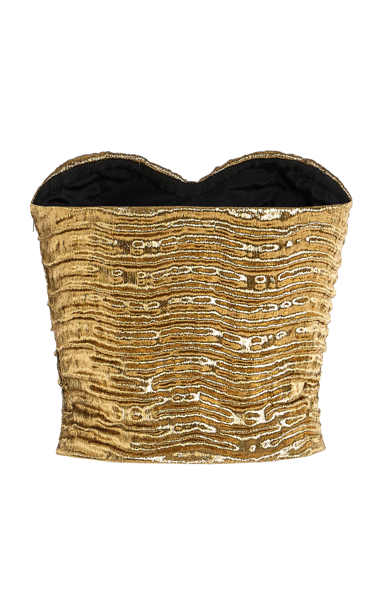 Heleen Metallic Cropped Strapless Top gold - 3
