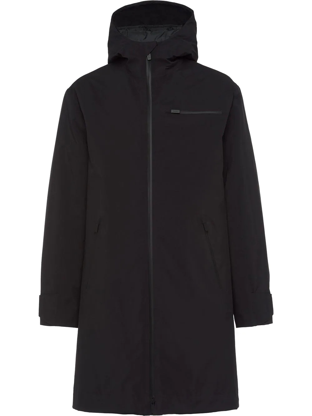 hooded mid-length coat - 1