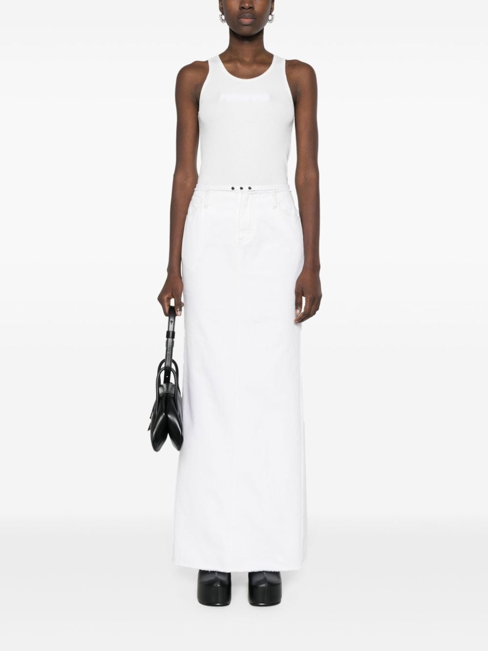 logo-patch ribbed tank top - 2