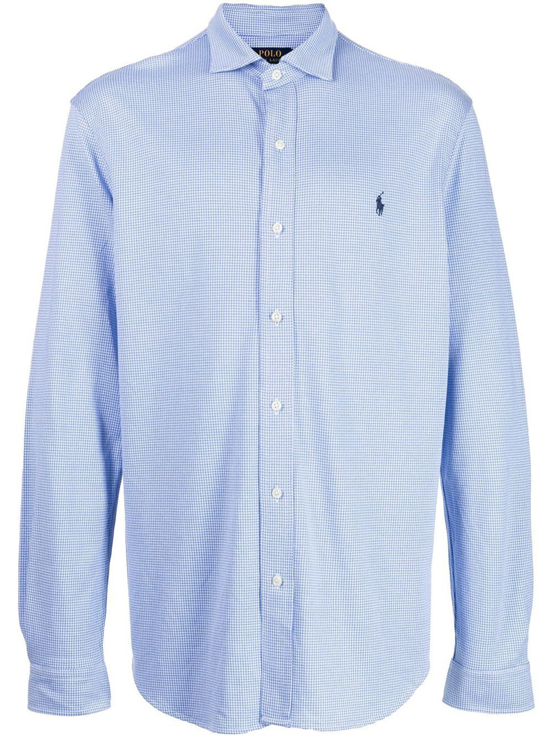 logo-embroidered houndstooth shirt 1