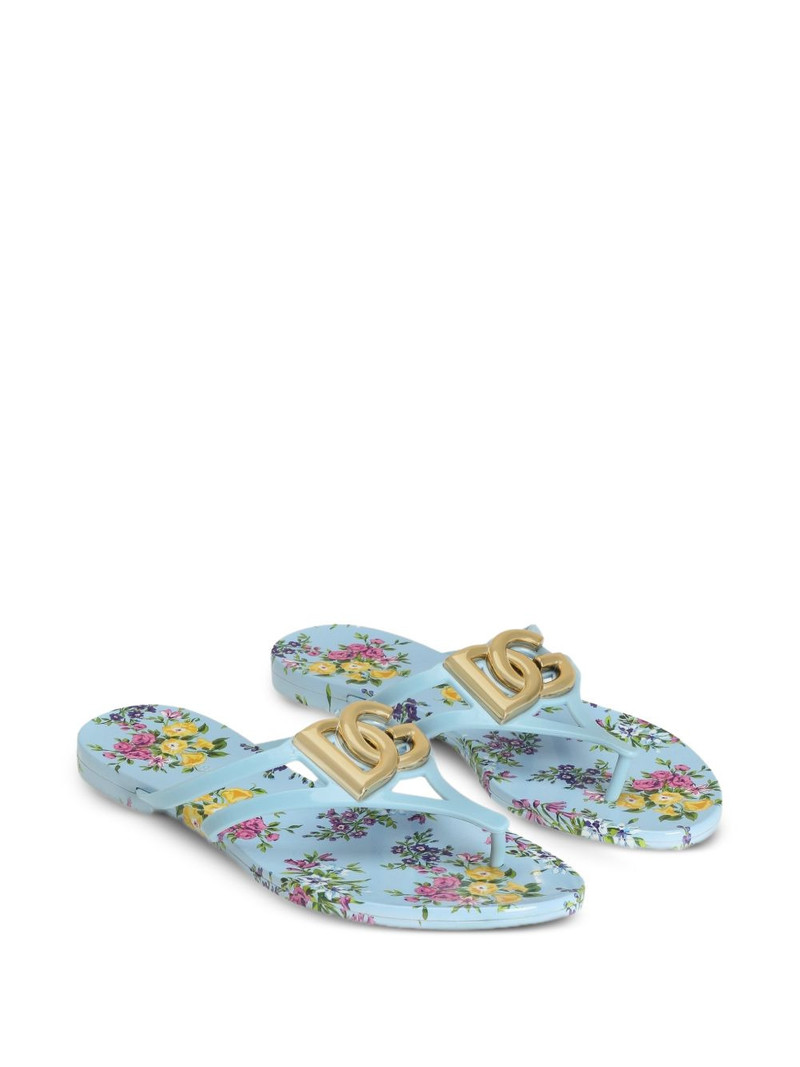 Dolce & Gabbana logo floral print flip-flops outlook