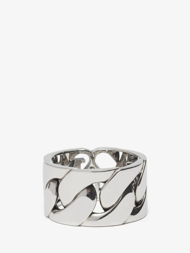 Men's Seal Logo Chain Ring in Antique Silver 3