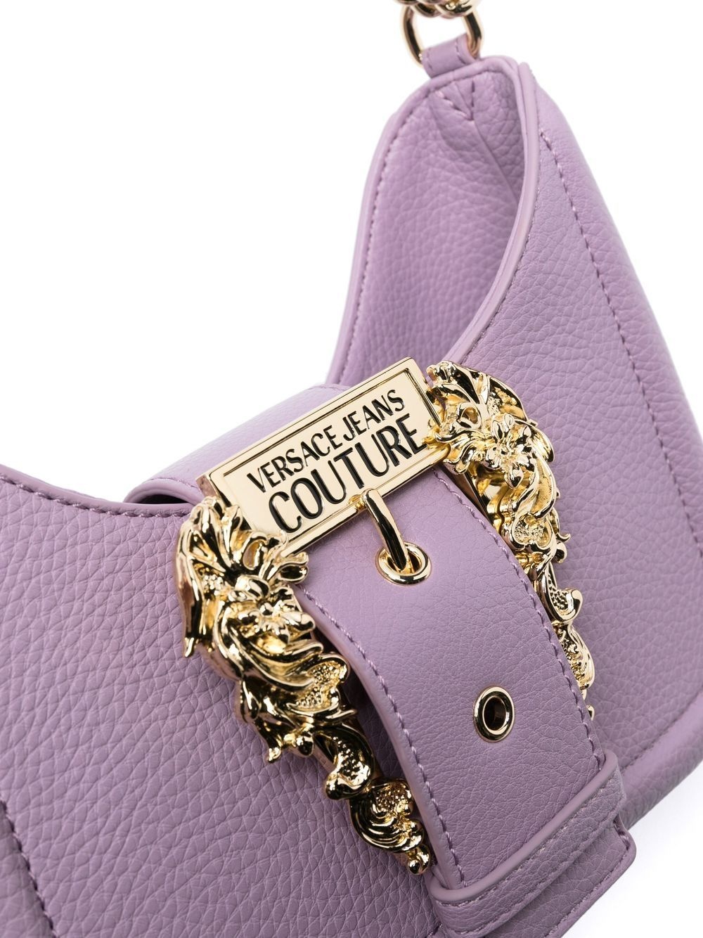 engraved-logo buckle shoulder bag - 4