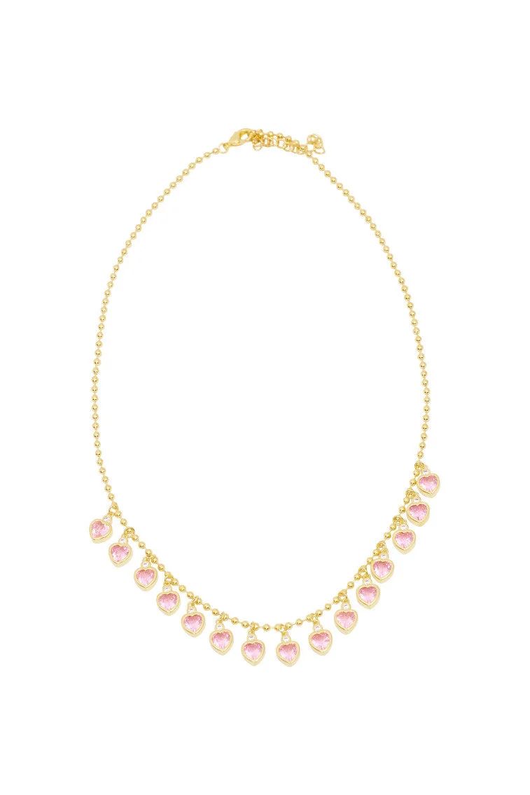 Erin Wachs Gold Heart Tennis Necklace - 1
