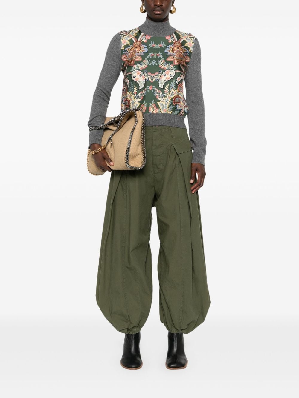 floral contrast-panel jumper - 2