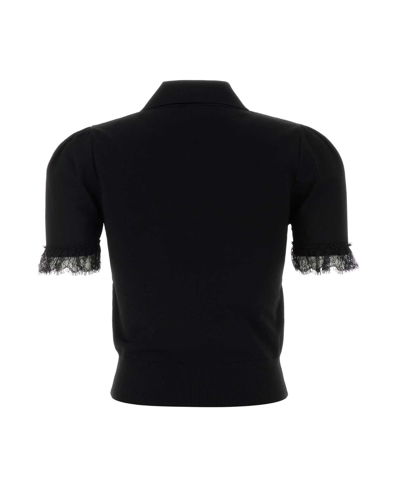 Black Viscose Blend Polo Shirt - 2