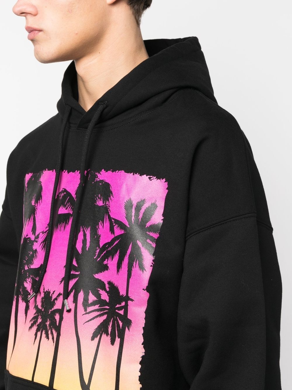 palm-tree print cotton hoodie - 5