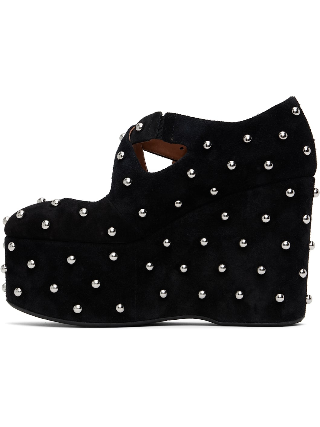 Black Criss Cross Wedge Heels - 3