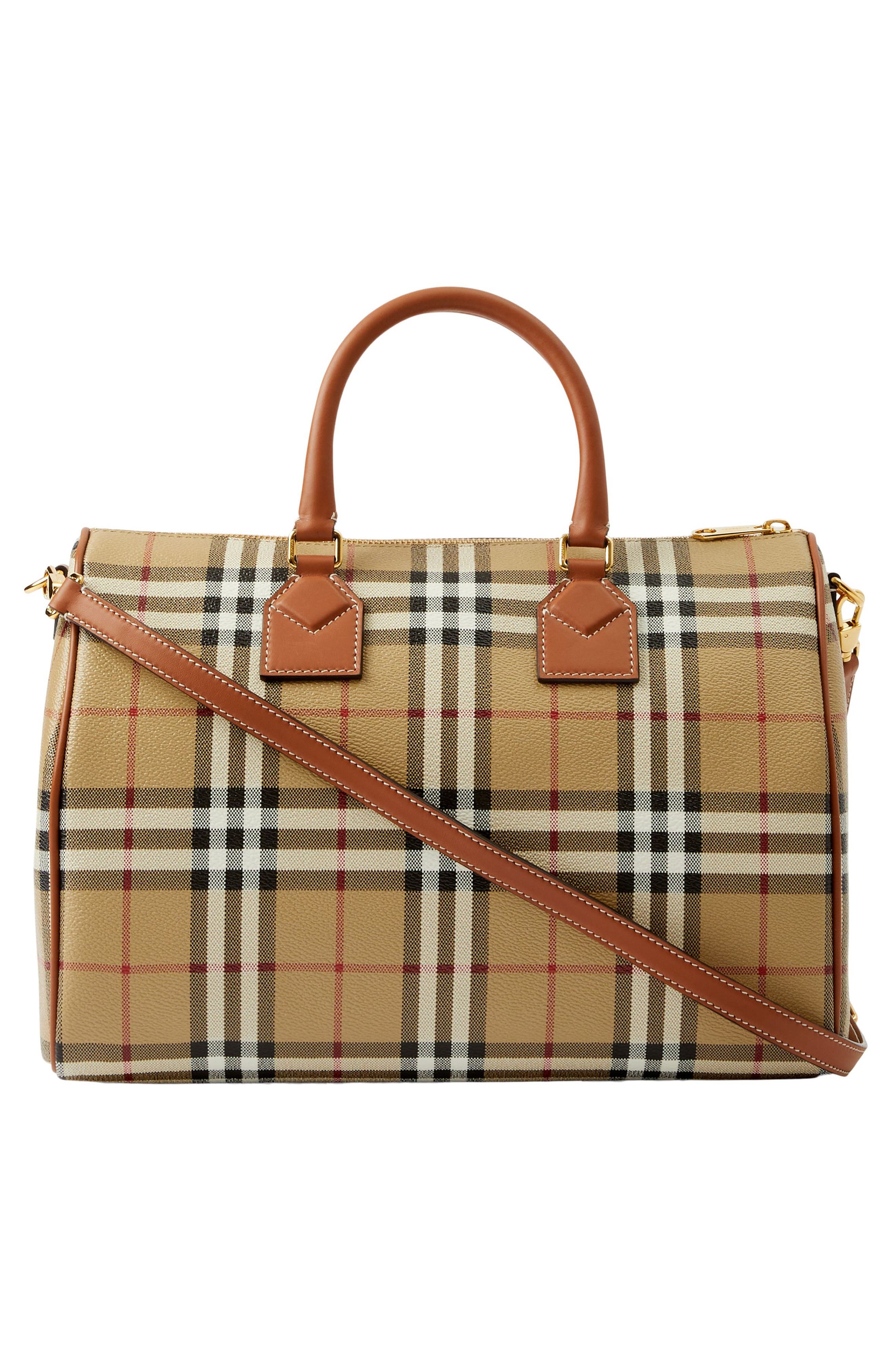burberry Medium Bowling Check Coated Canvas Duffle Bag in Vntg Chk/Briar Brown at Nordstrom - 2