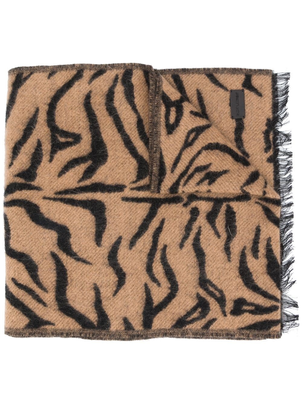 animal-patern frayed scarf - 1