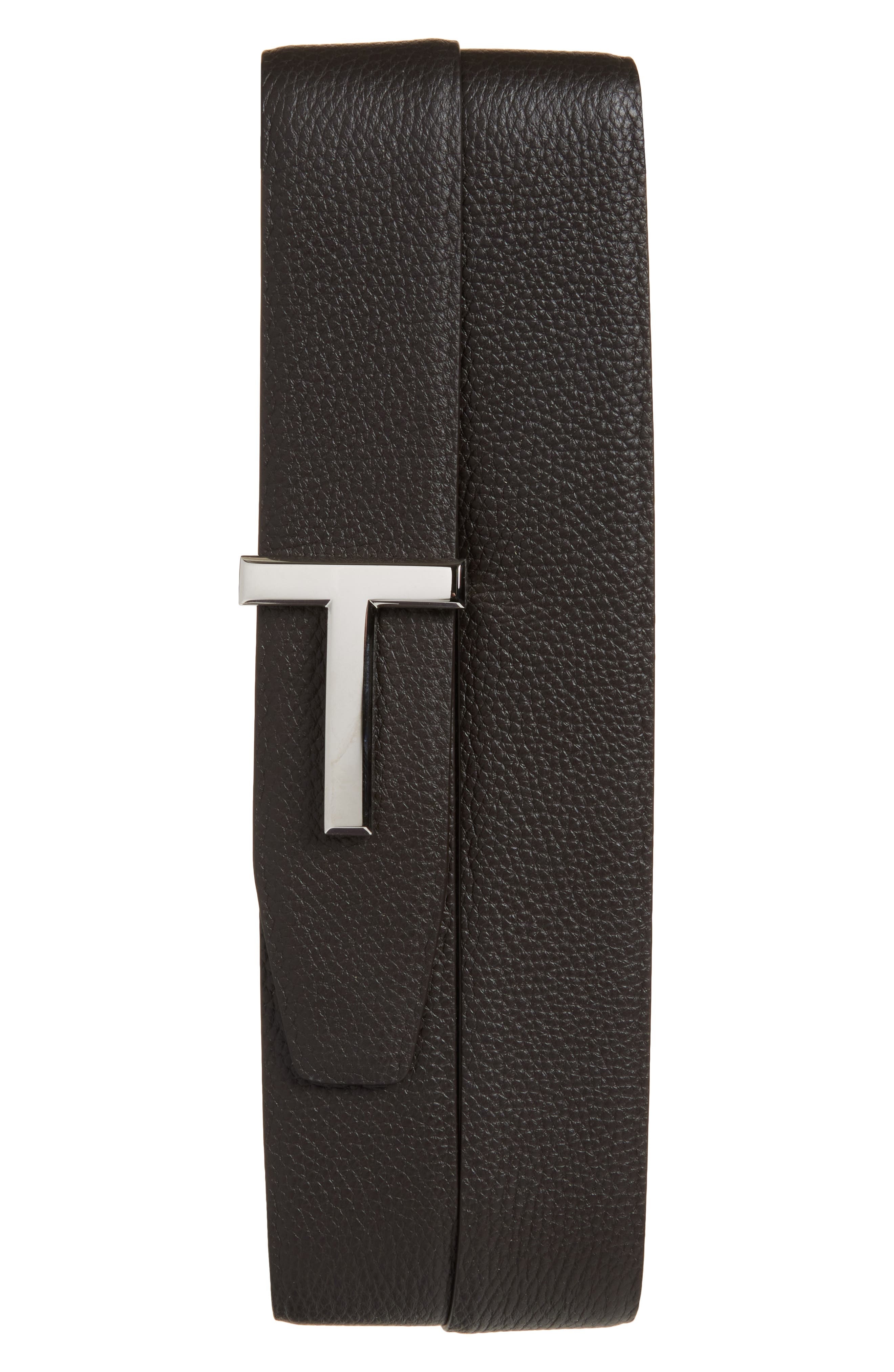 TOM FORD T Icon Reversible Soft Grain Leather Belt in 3Bn06 Brown/Black at Nordstrom - 1