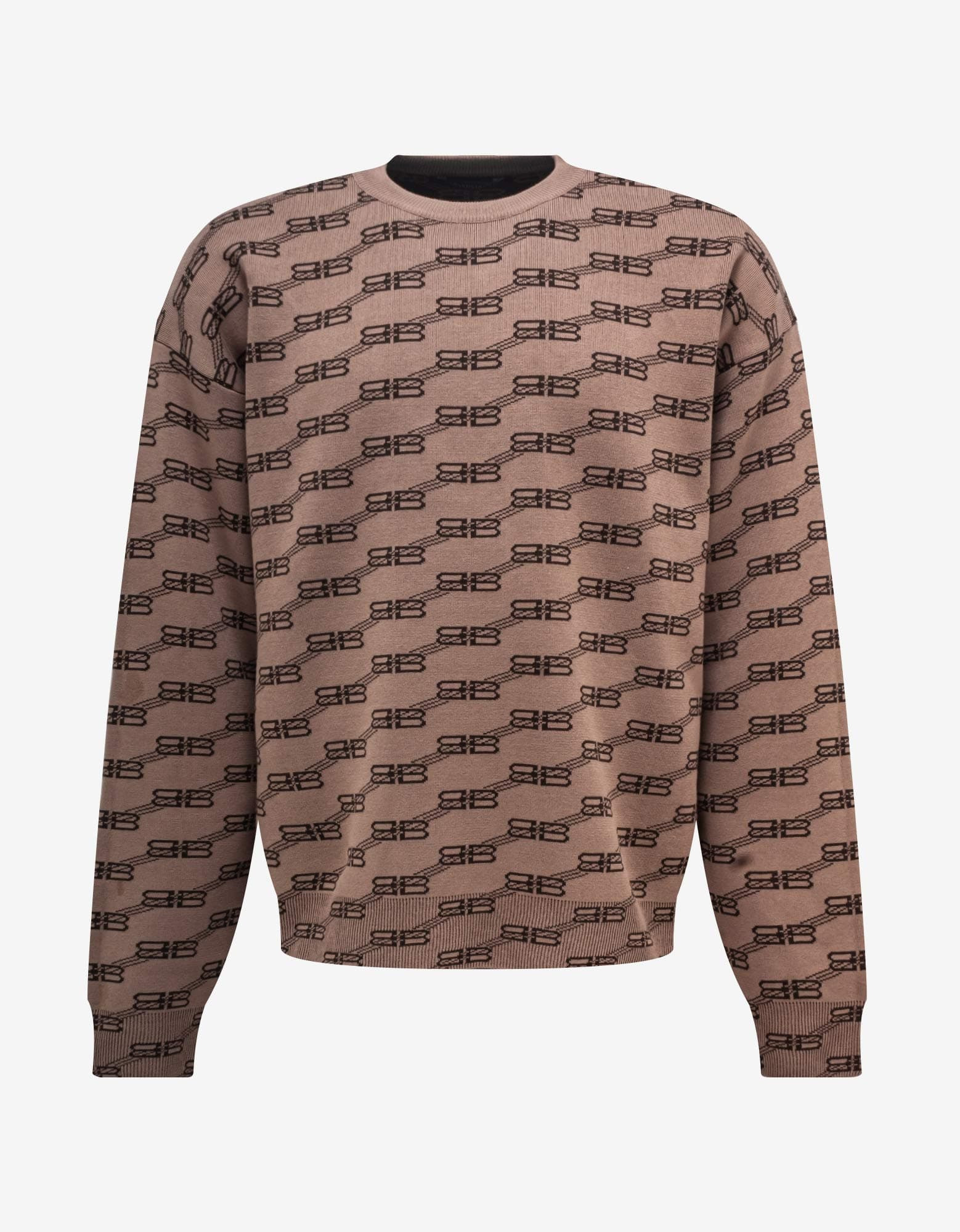 Balenciaga Beige All-Over BB Monogram Sweater - 1