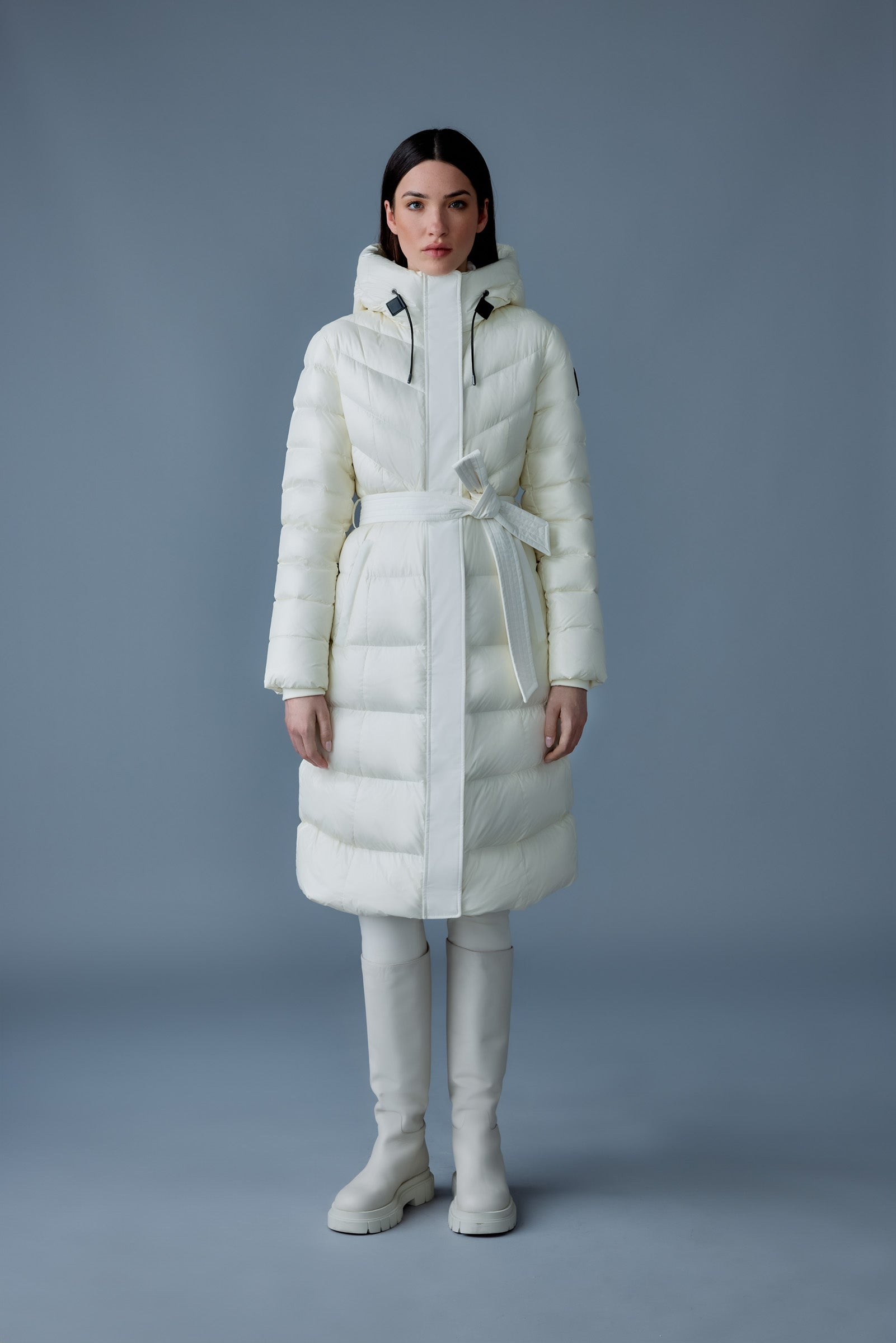 CORALIA down coat with hood and sash belt - 2