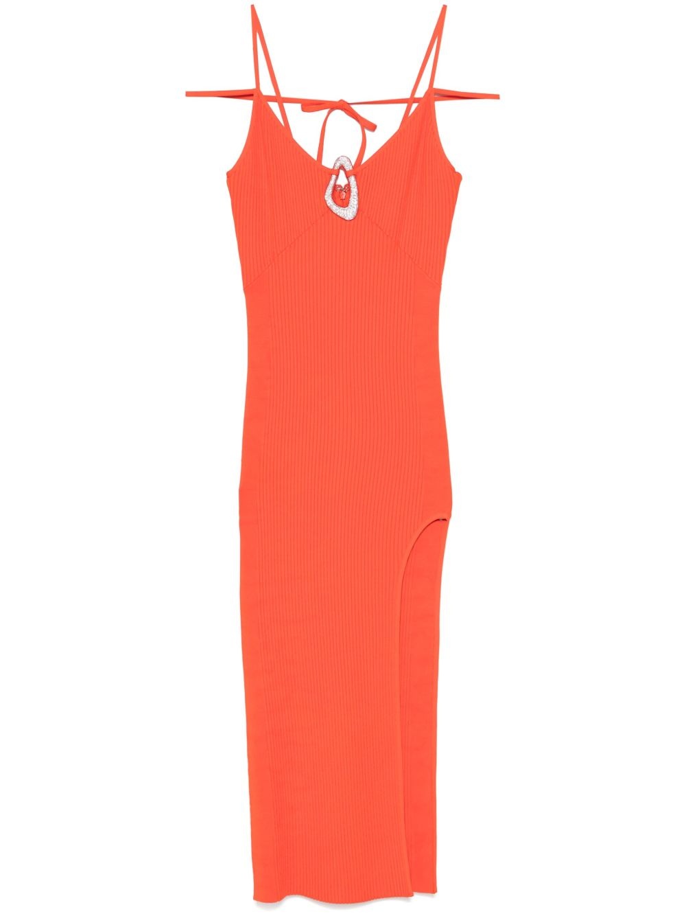 crystal-buckle knitted maxi dress - 1