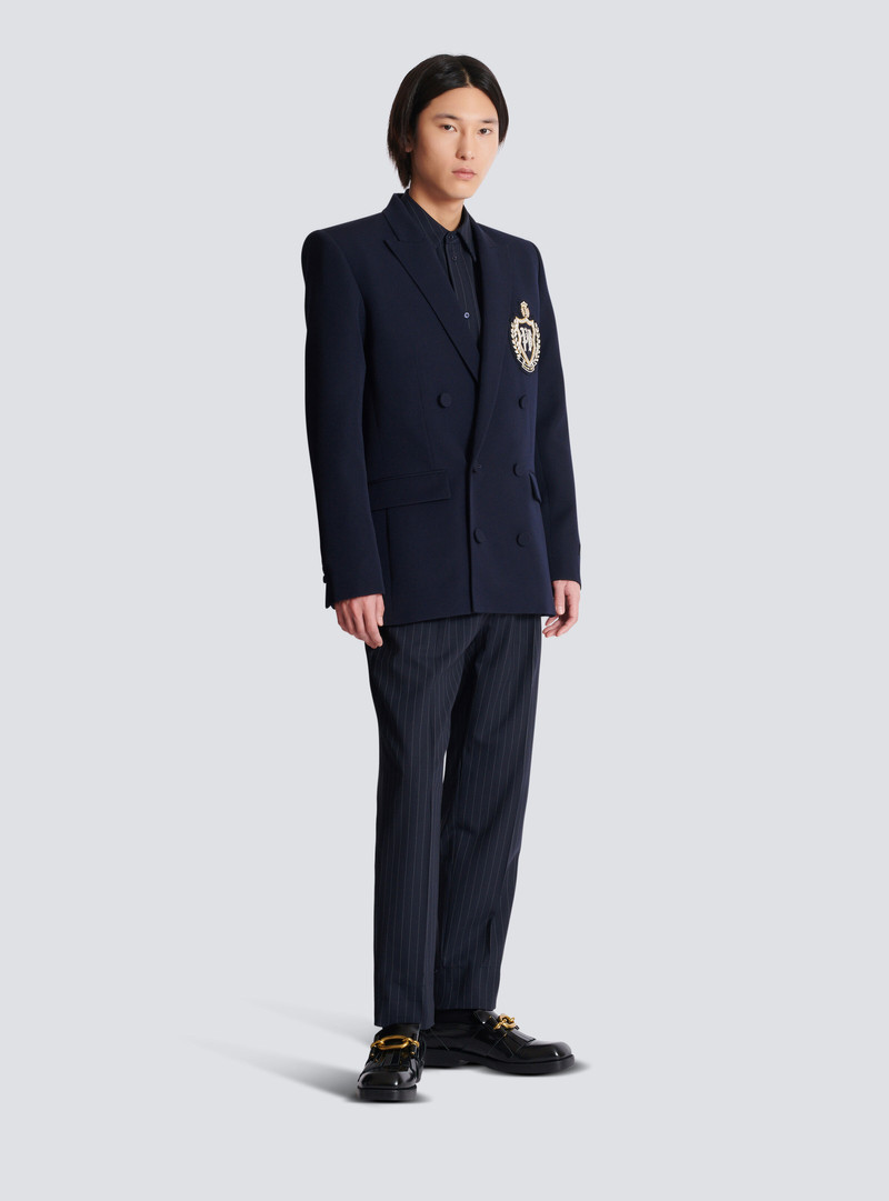 Wool blazer with crystal patch 3
