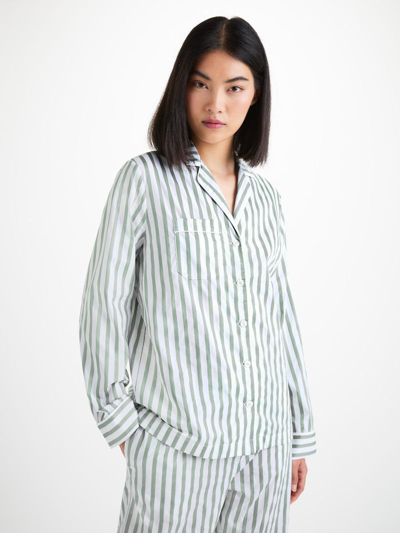 Women's Pajamas Capri 24 Cotton Batiste Green 3