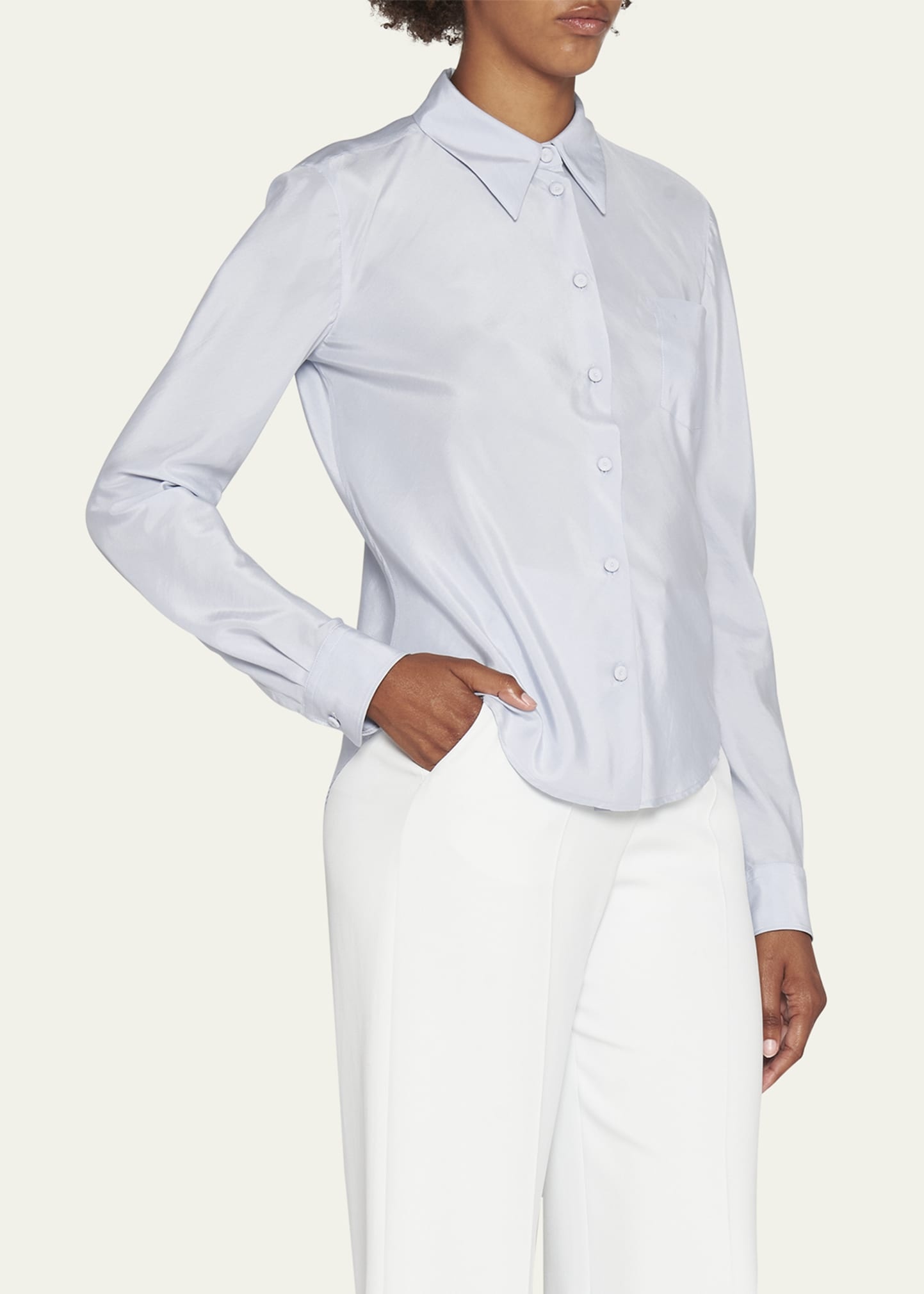 Silk Button-Down Blouse - 4