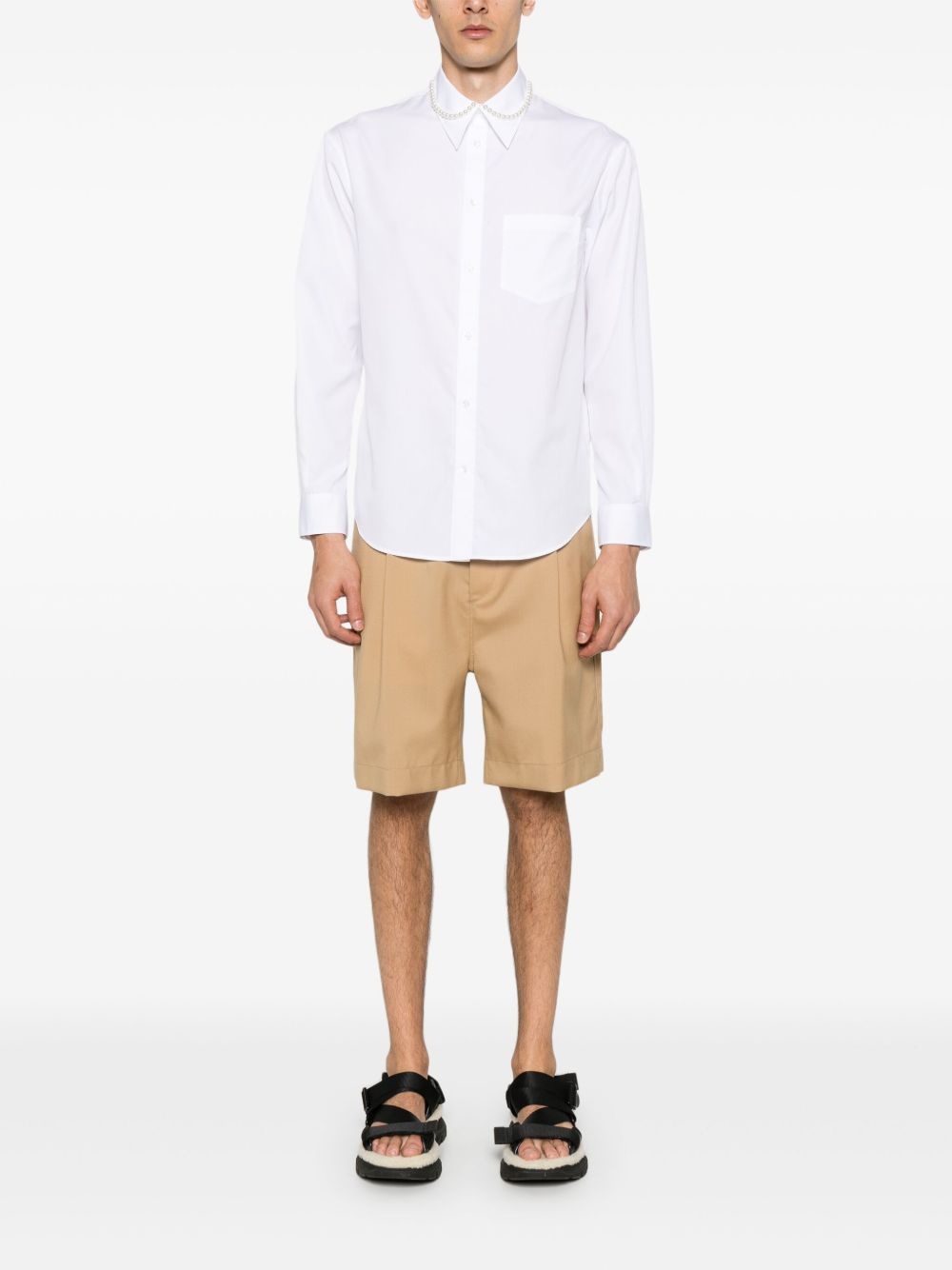 faux-pearl-embellishment shirt - 2