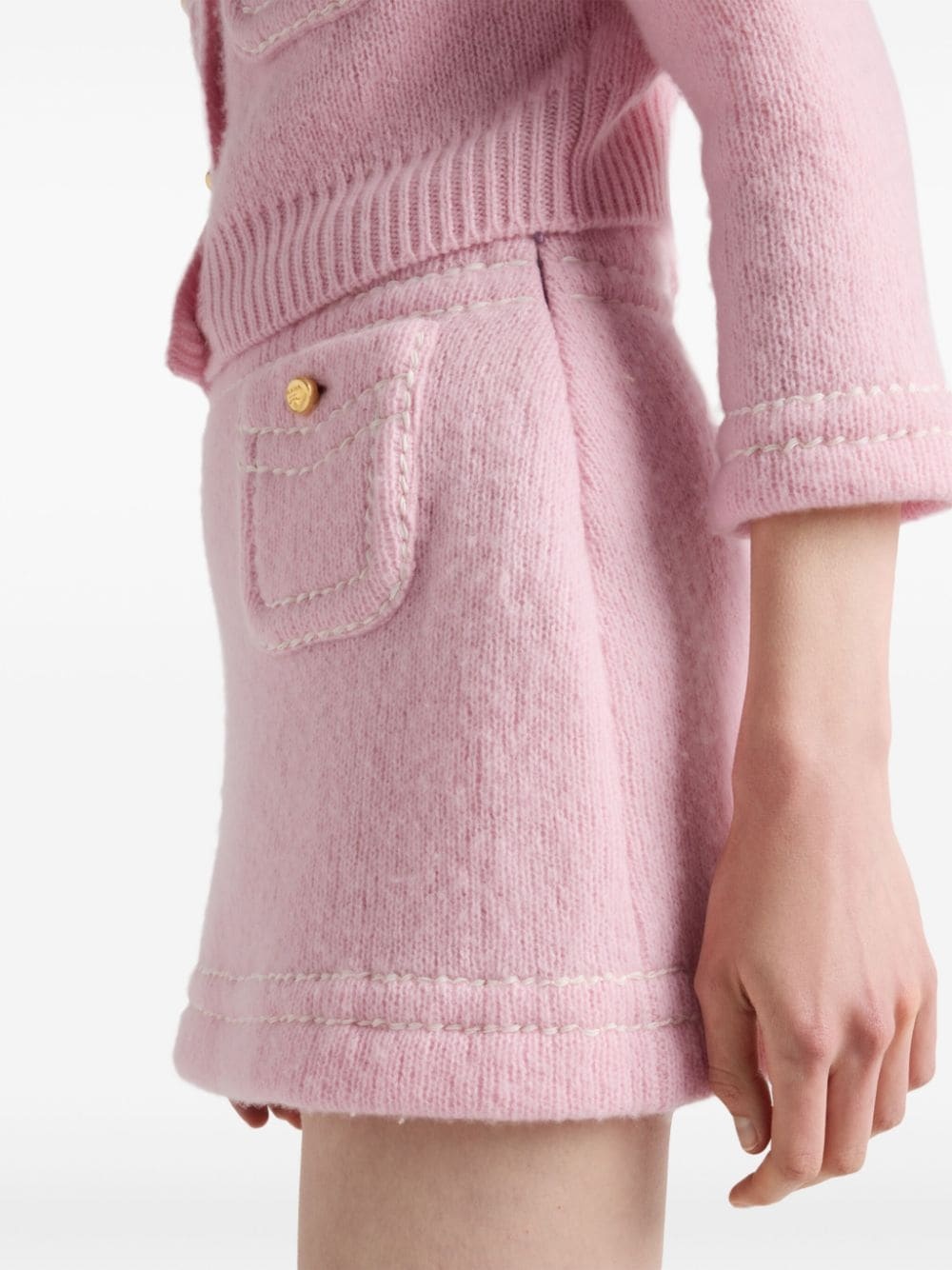 triangle-logo cashmere miniskirt - 5