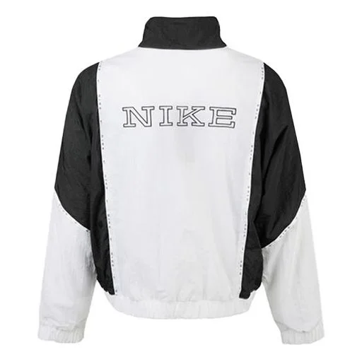 (WMNS) Nike Sportswear Full-length zipper Cardigan Splicing Contrasting Colors Woven Jacket White CJ - 1