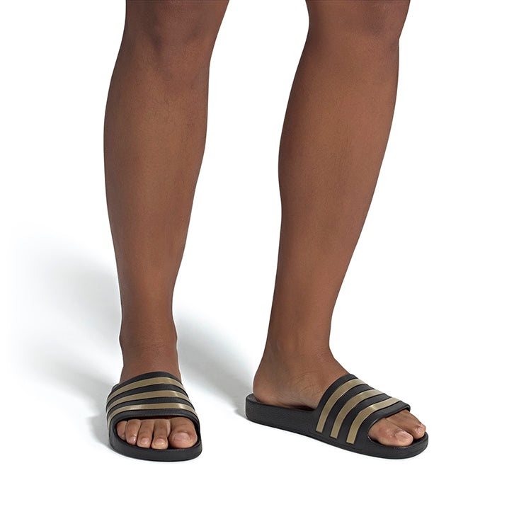 adidas Adilette Aqua Slides 'Black Gold Metallic' EG1758 - 7