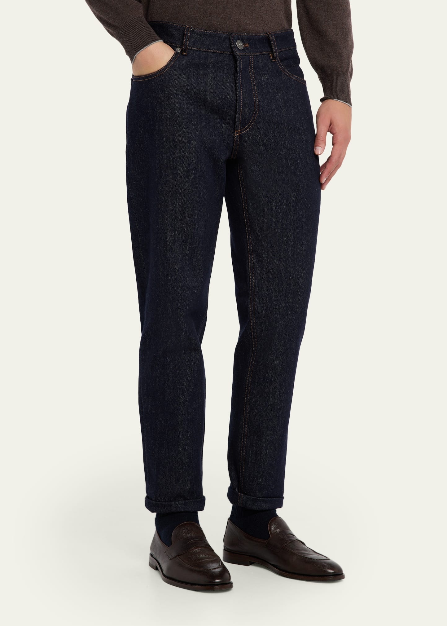 Men's Italian Selvedge Denim Five-Pocket Pants - 4