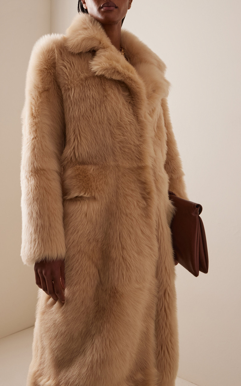 Evita Long Shearling Coat ivory 3