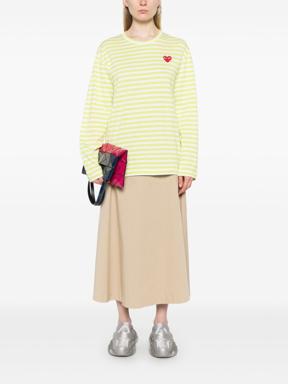 logo-appliqué striped cotton T-shirt - 3