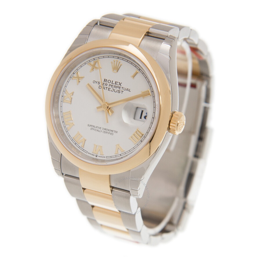 Rolex Datejust 36 White Dial Automatic Men's Steel and 18k Yellow Gold Oyster Watch 126203WRO - 4