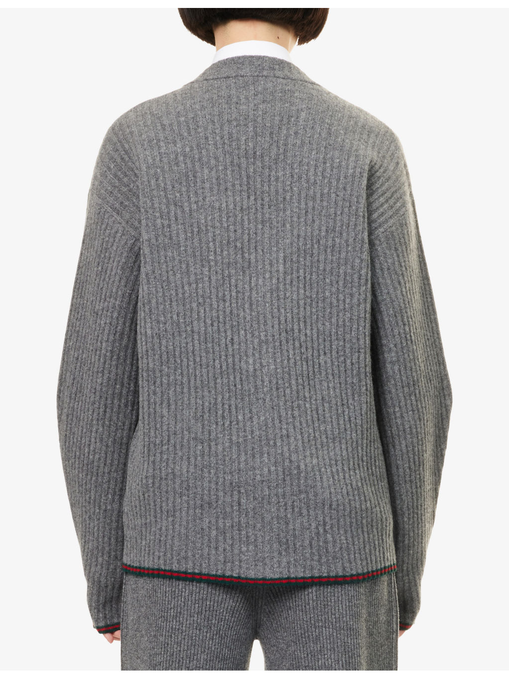 Oversized Rib Wool Knitted Cardigan - 4