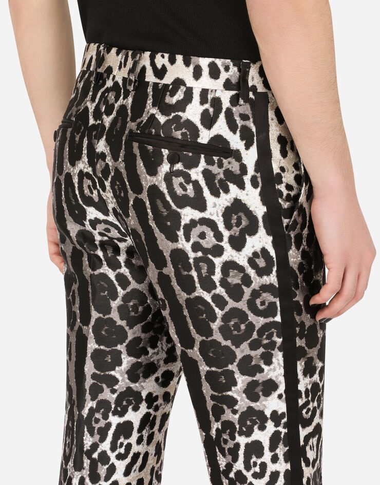 Leopard-print jacquard tuxedo pants - 5