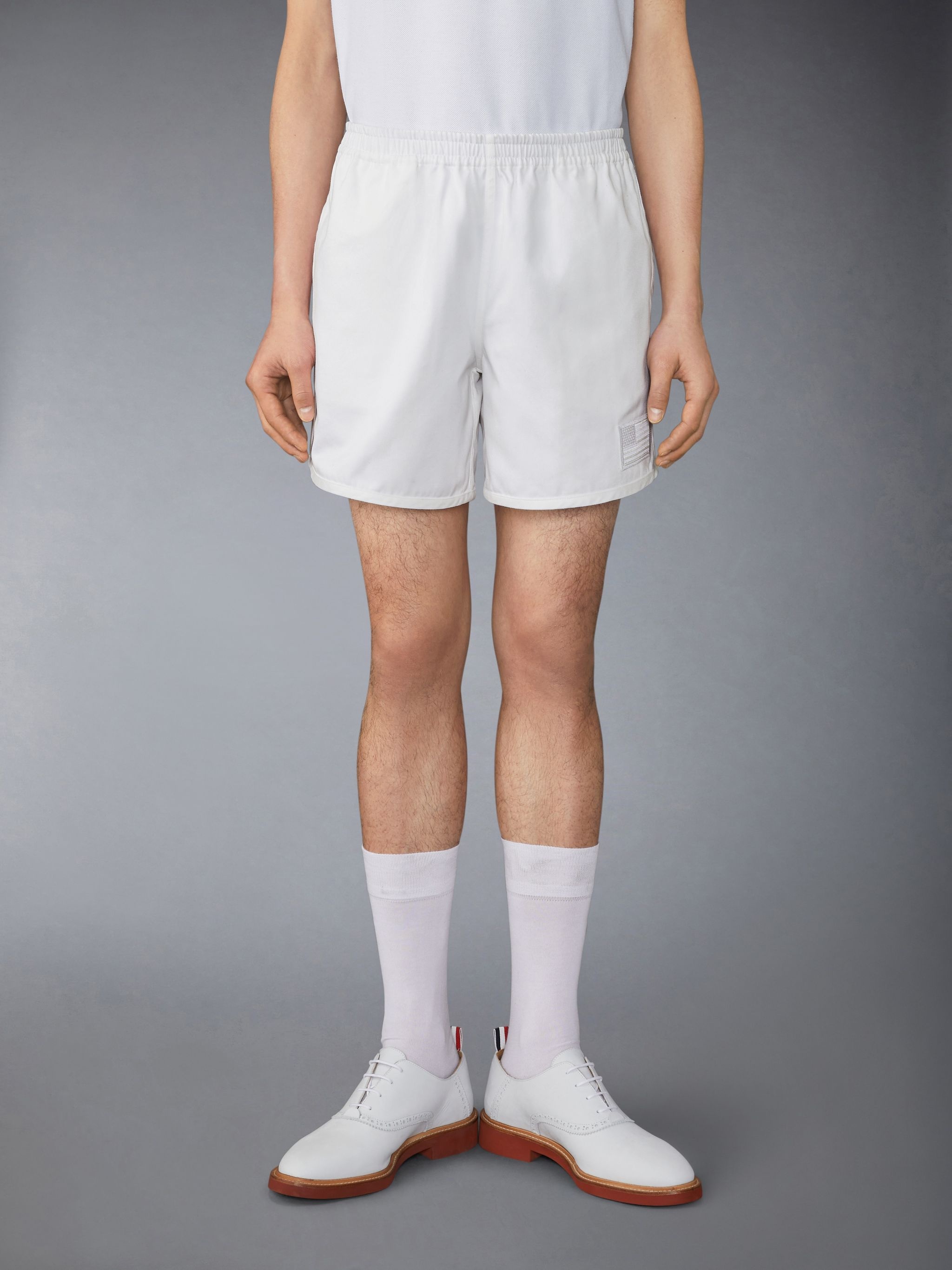 Cotton Twill Elastic Waist Flag Patch Rugby Short - 1
