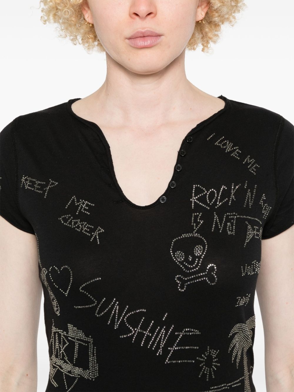 crystal-embellished T-shirt - 5
