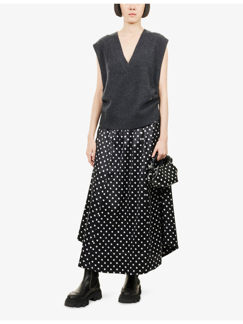 GANNI Relaxed-Fit V-Neck Wool Vest outlook