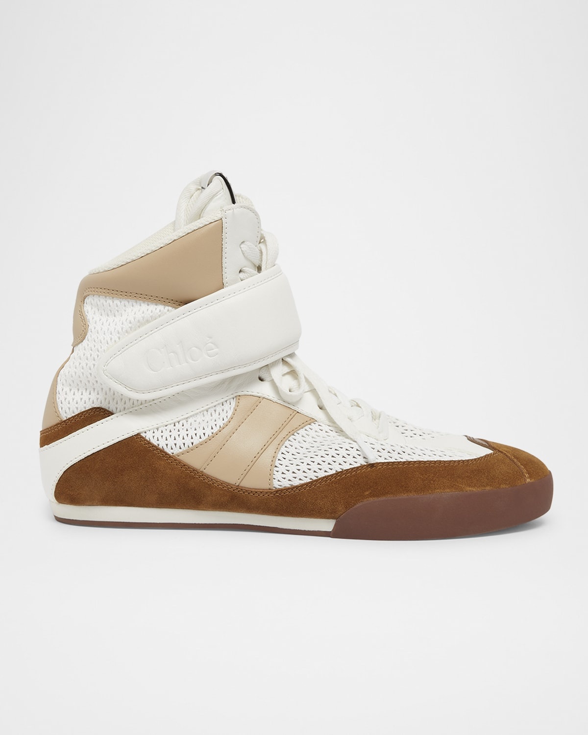 Chloé Kick High-Top Mesh Leather Sneakers | neimanmarcus
