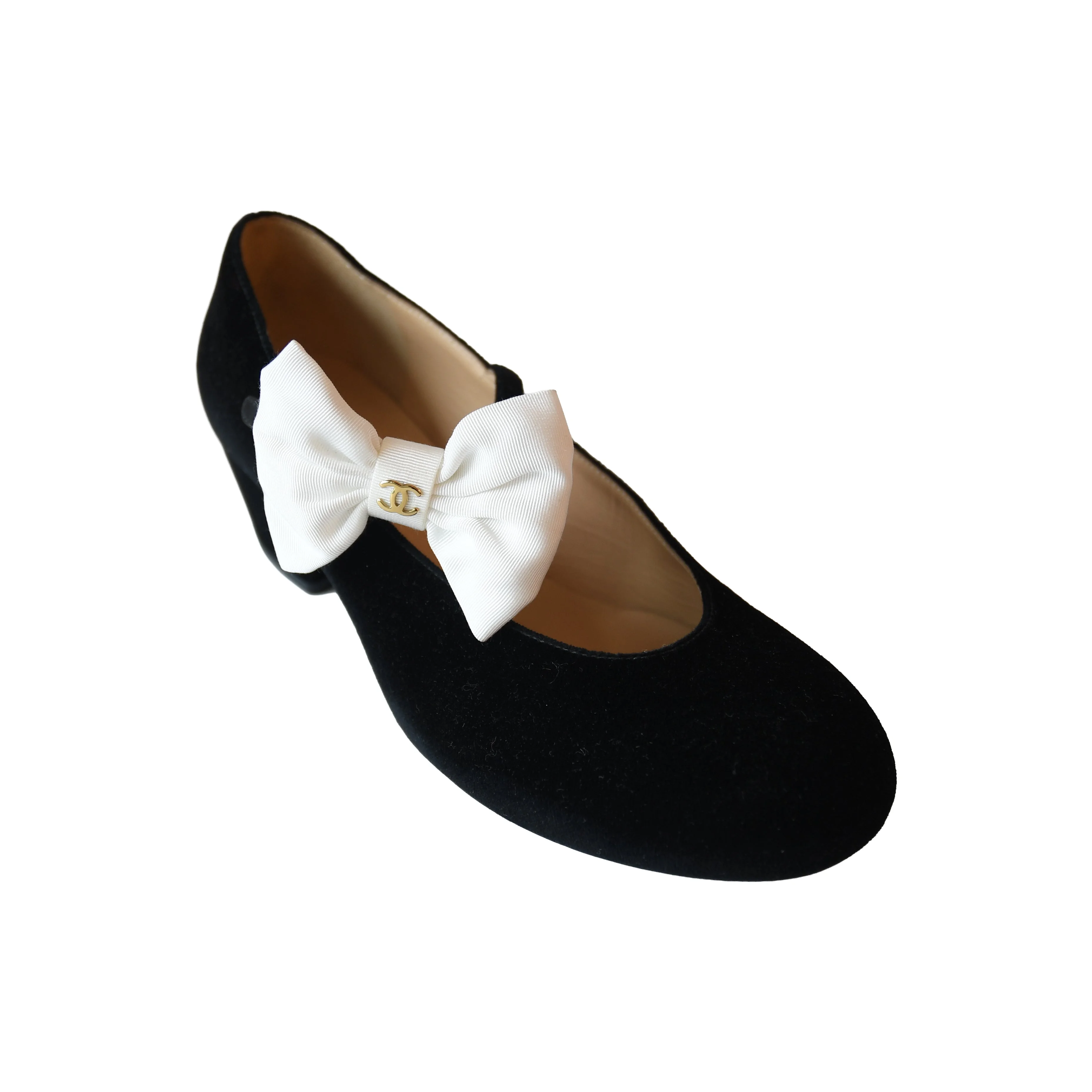 Chanel 24A D'Art Velvet Mary Jane Flat Black - 1