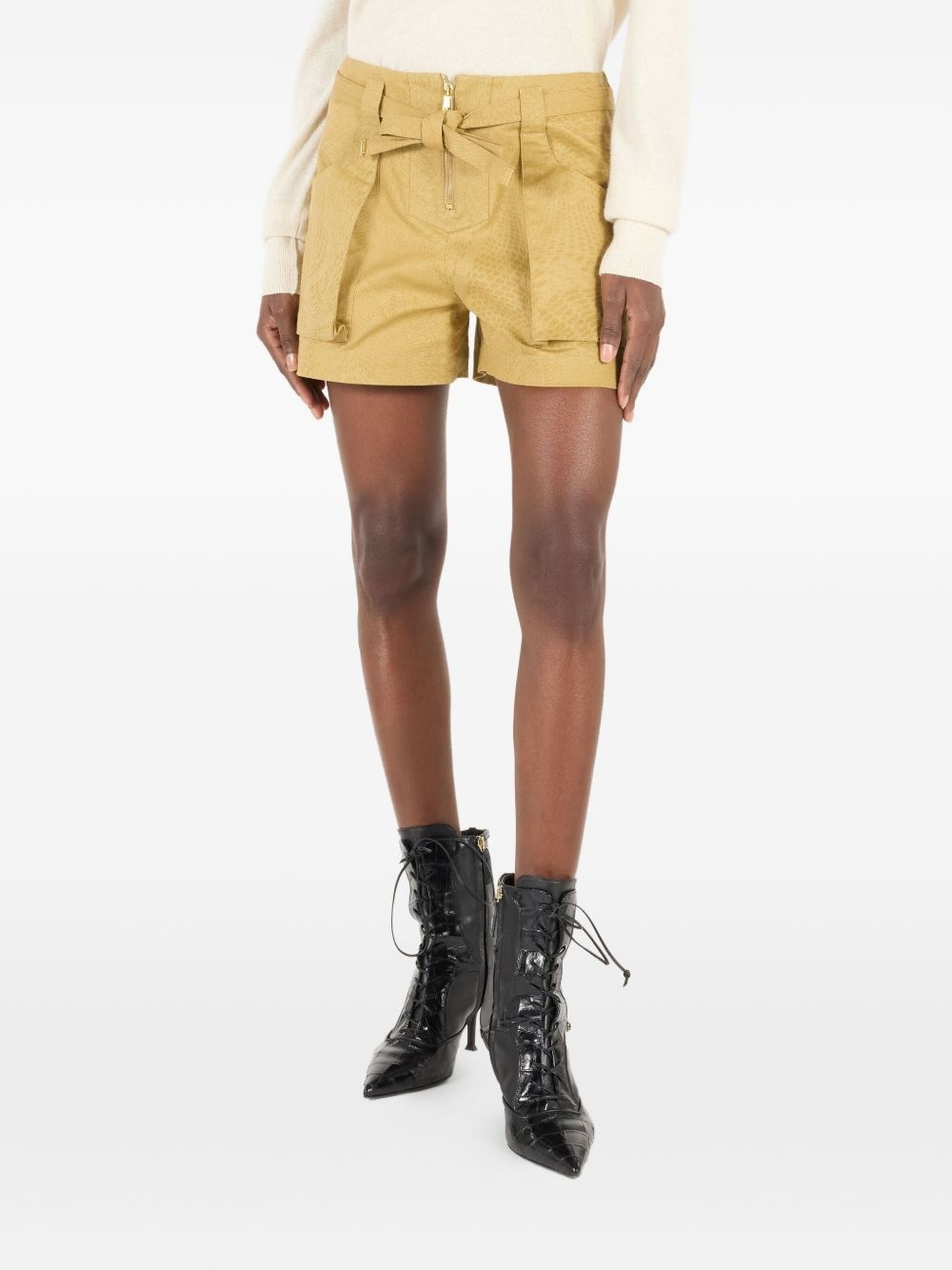 python-print belted shorts - 3