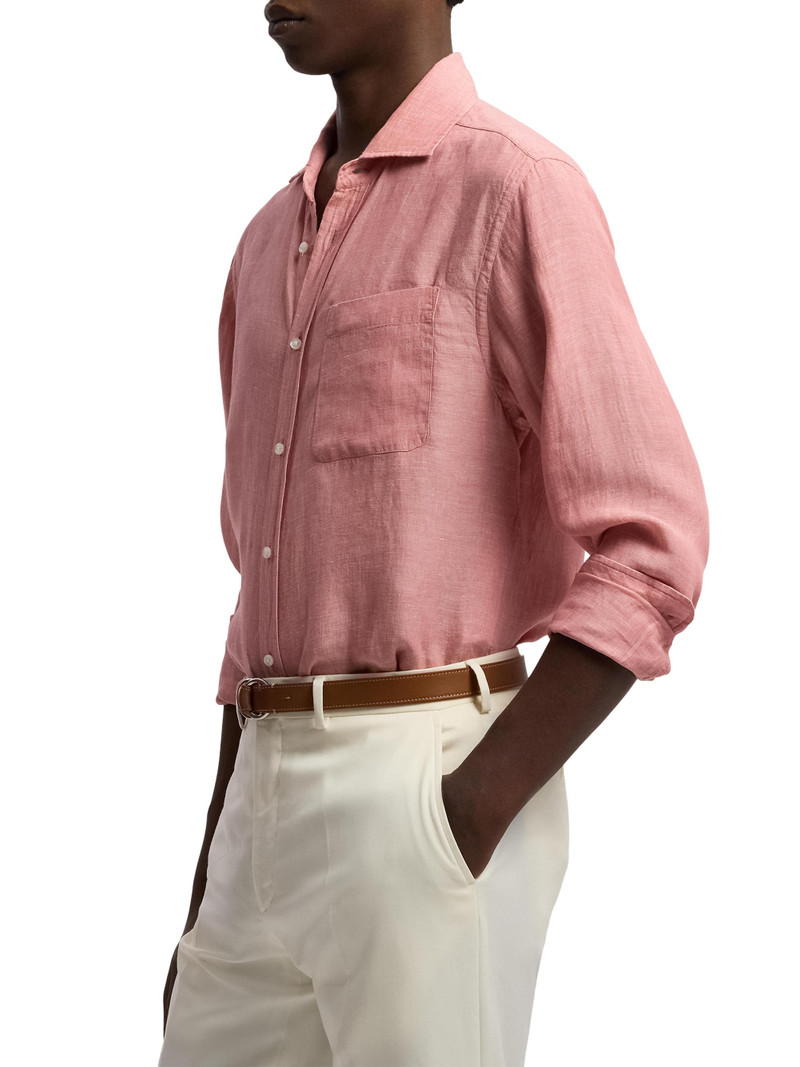 Men's Linen Chambray Shirt - Raspberry 4