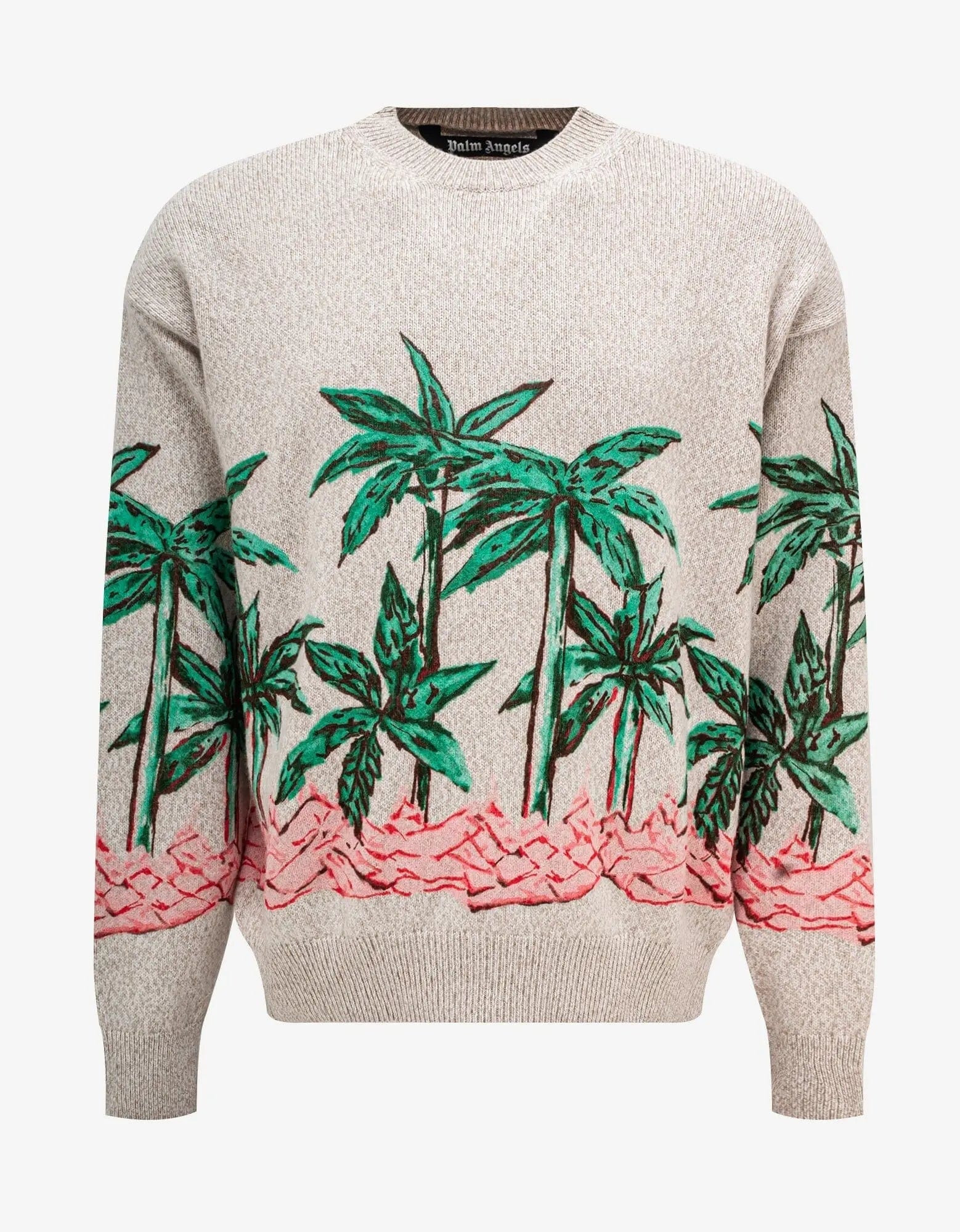 Palm Angels Cream Palms Row Printed Sweater - 1