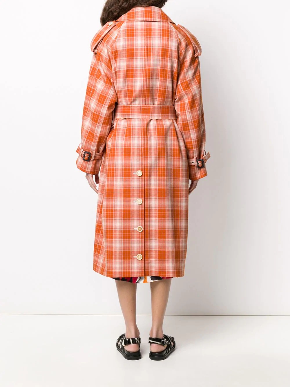 boxy fit checked trench coat - 4