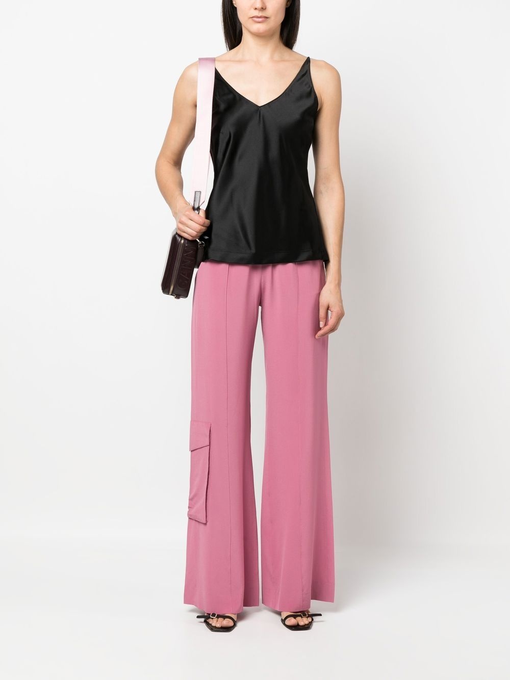 V-neck stretch-silk top - 2