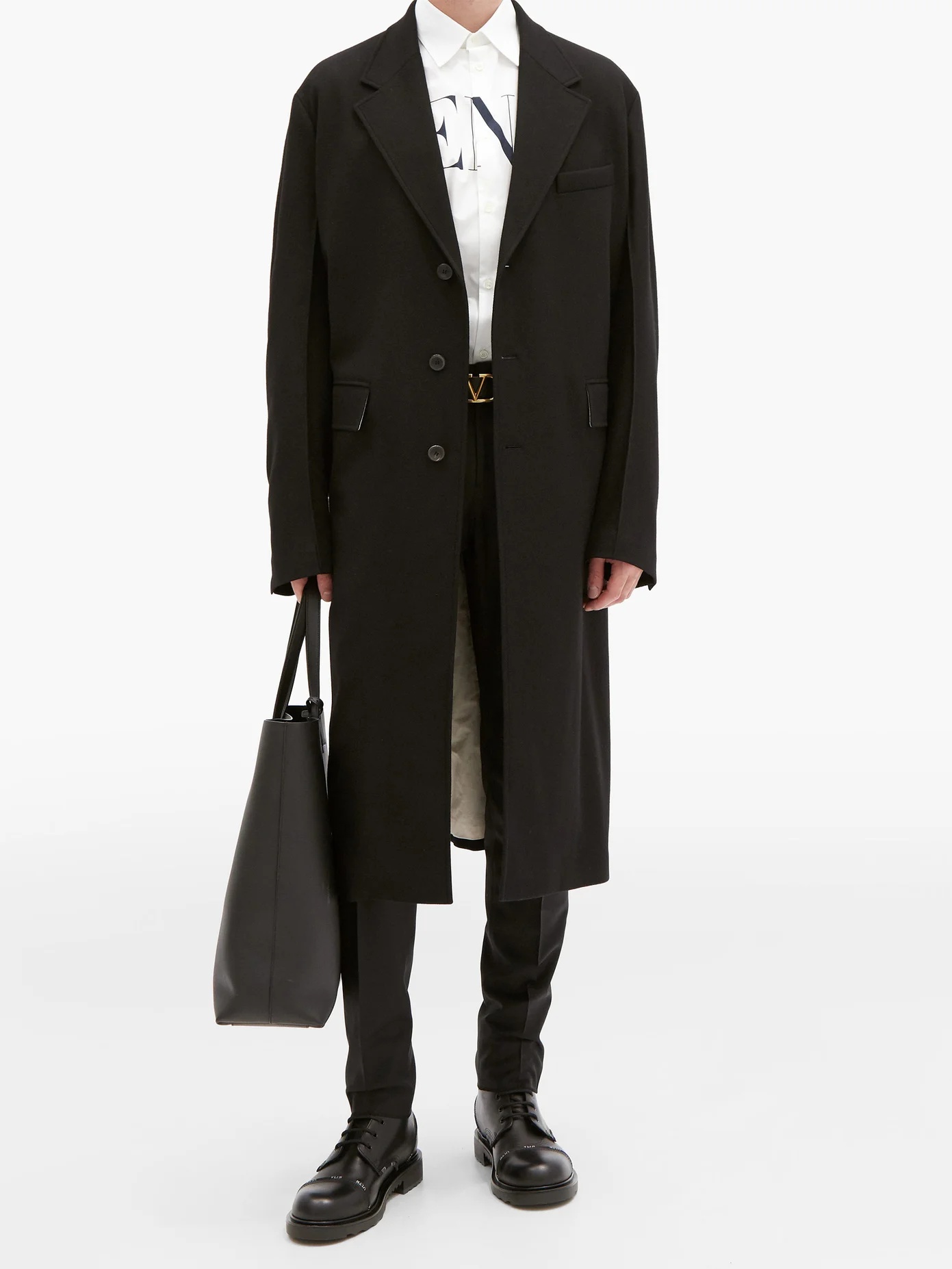 Single-breasted wool-twill coat - 2