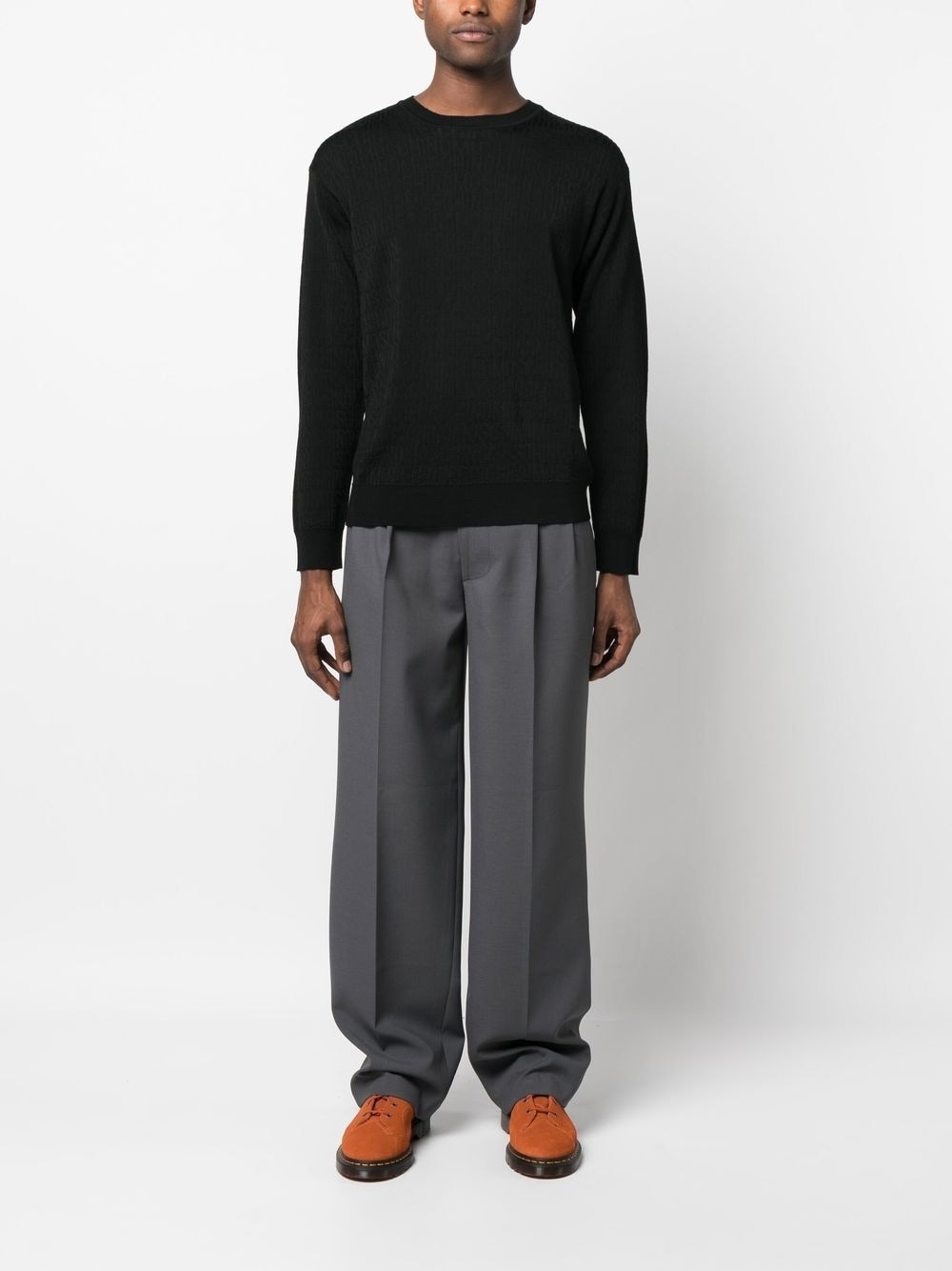 logo-jacquard crew-neck jumper - 2