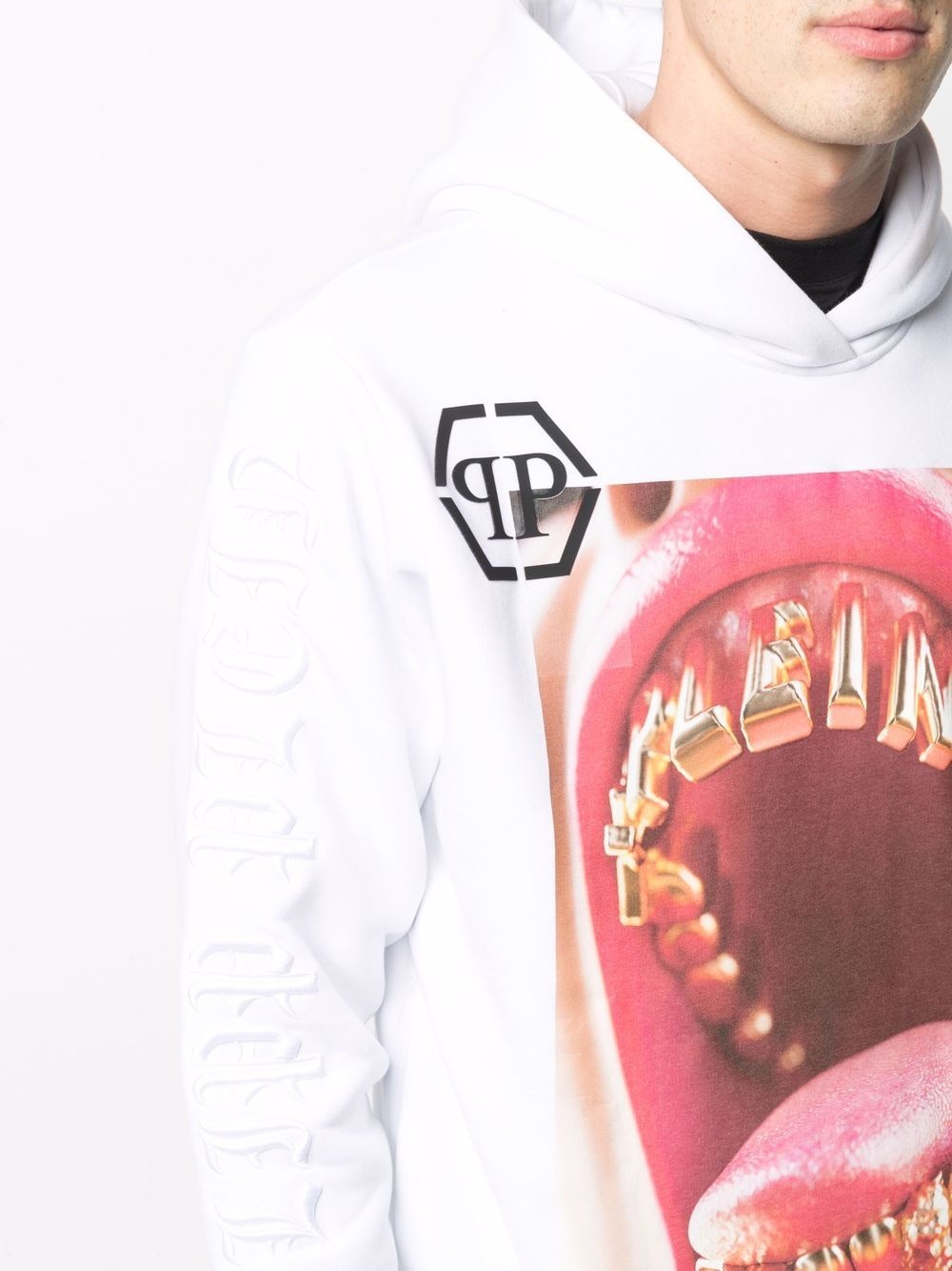 logo teeth print hoodie - 6