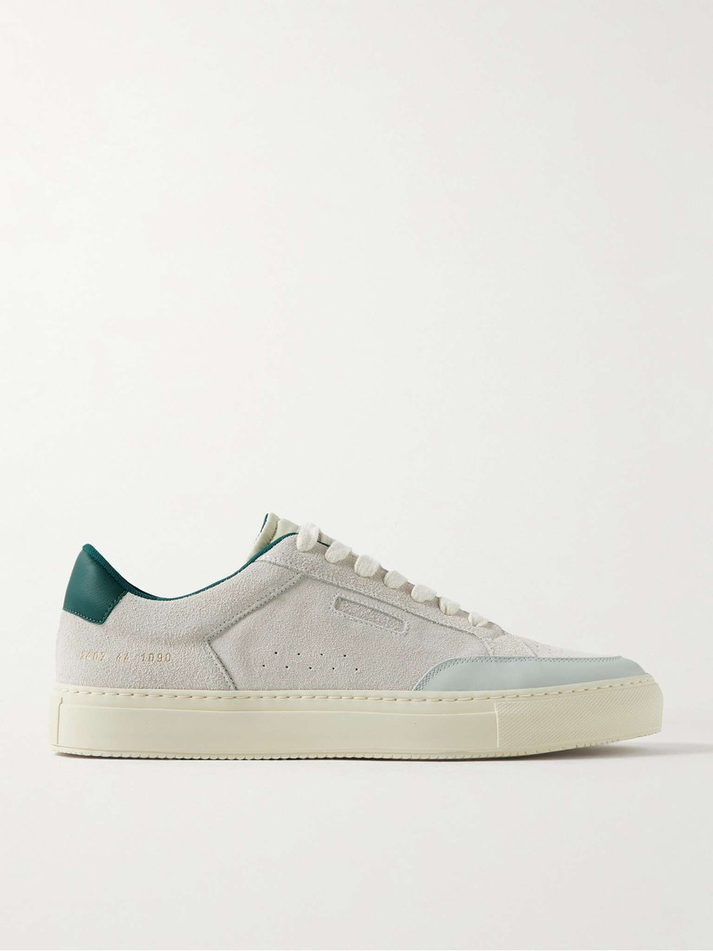 Tennis Pro Shell and Leather-Trimmed Suede Sneakers 1