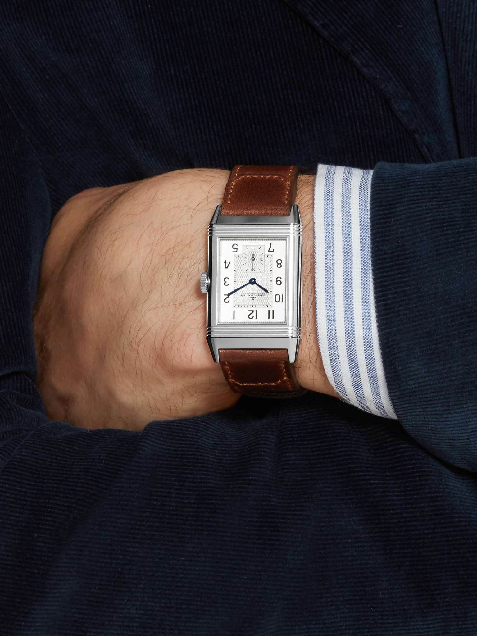 Reverso Classic Large 27mm Stainless Steel and Leather Watch - 3